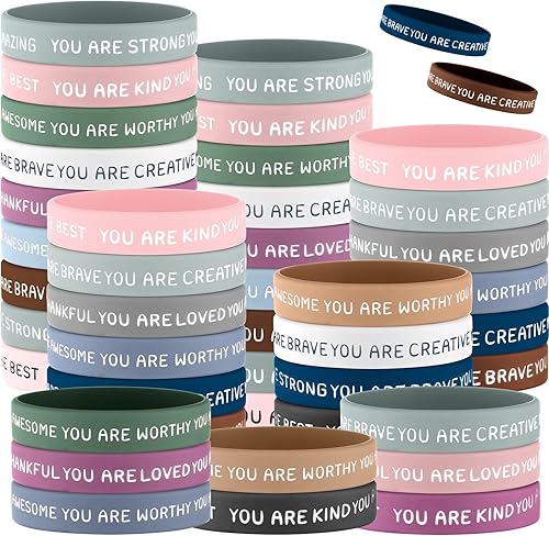 Roowest 120 pulseras motivacionales a granel para estudiantes, bandas de goma inspiradoras, pulseras de silicona de afirmación elástica, premios de
