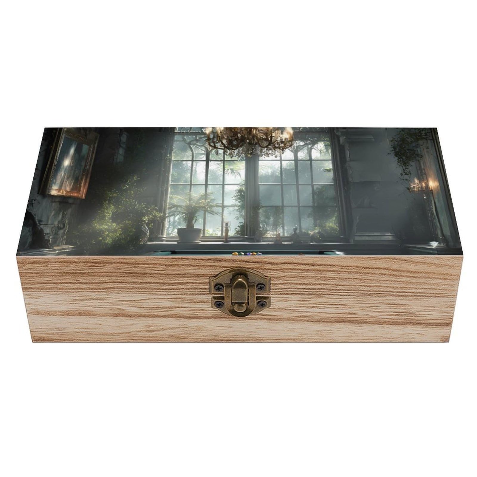 HLBSDM Billard Shadows Wooden Storage Box Craft Memory Keepsake Treasure Chest Box Jewelry Organizer