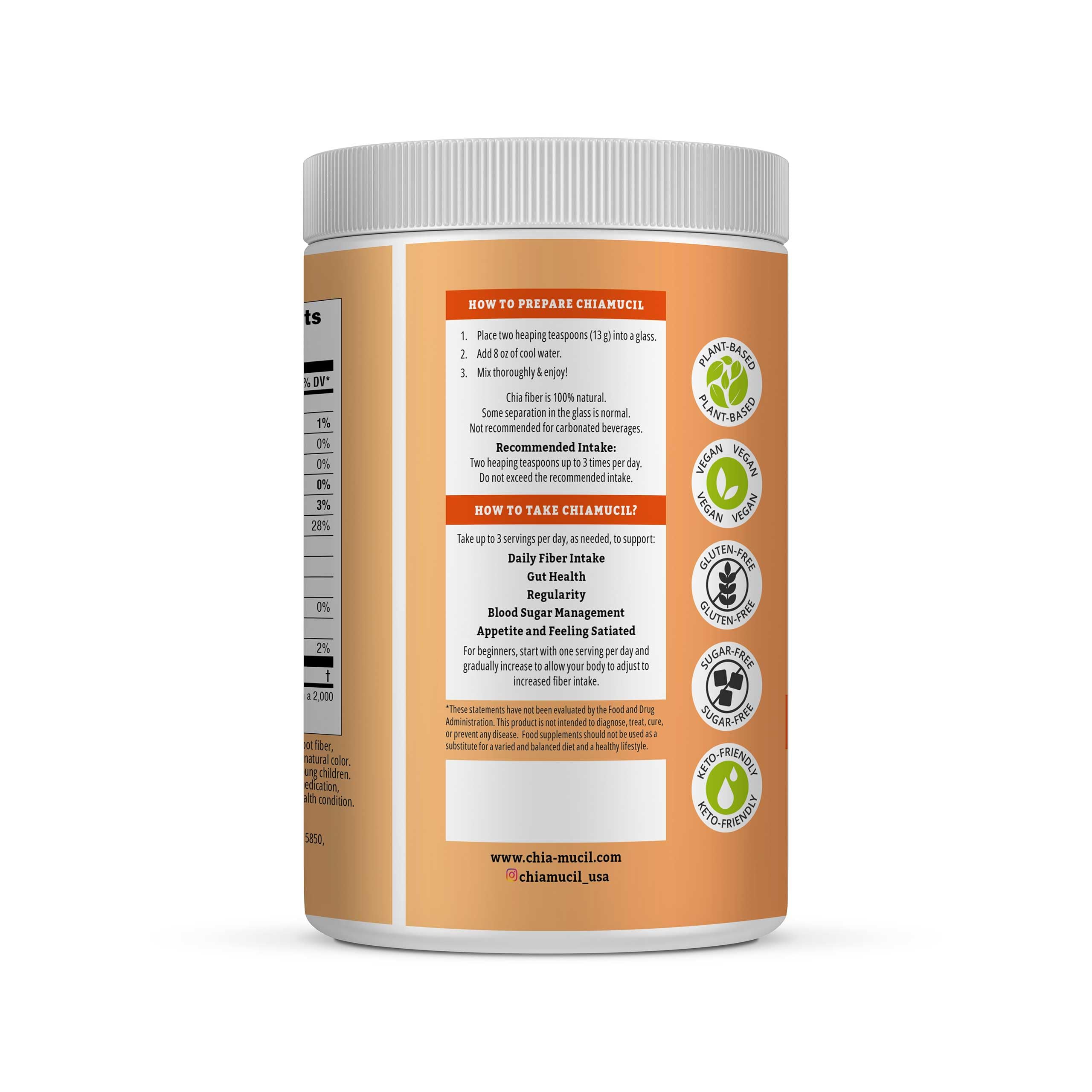 Chiamucil Prebiotic Chia & Inulin Fiber Powder, Orange, 35 Serv — Amazon image 4