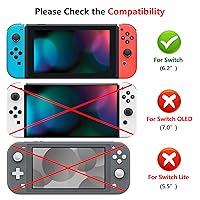 Vista 2 de eXtremeRate 2 Pack Black Border Transparent HD Clear Saver Protector Film, Tempered Glass Screen Protector for Nintendo Switch