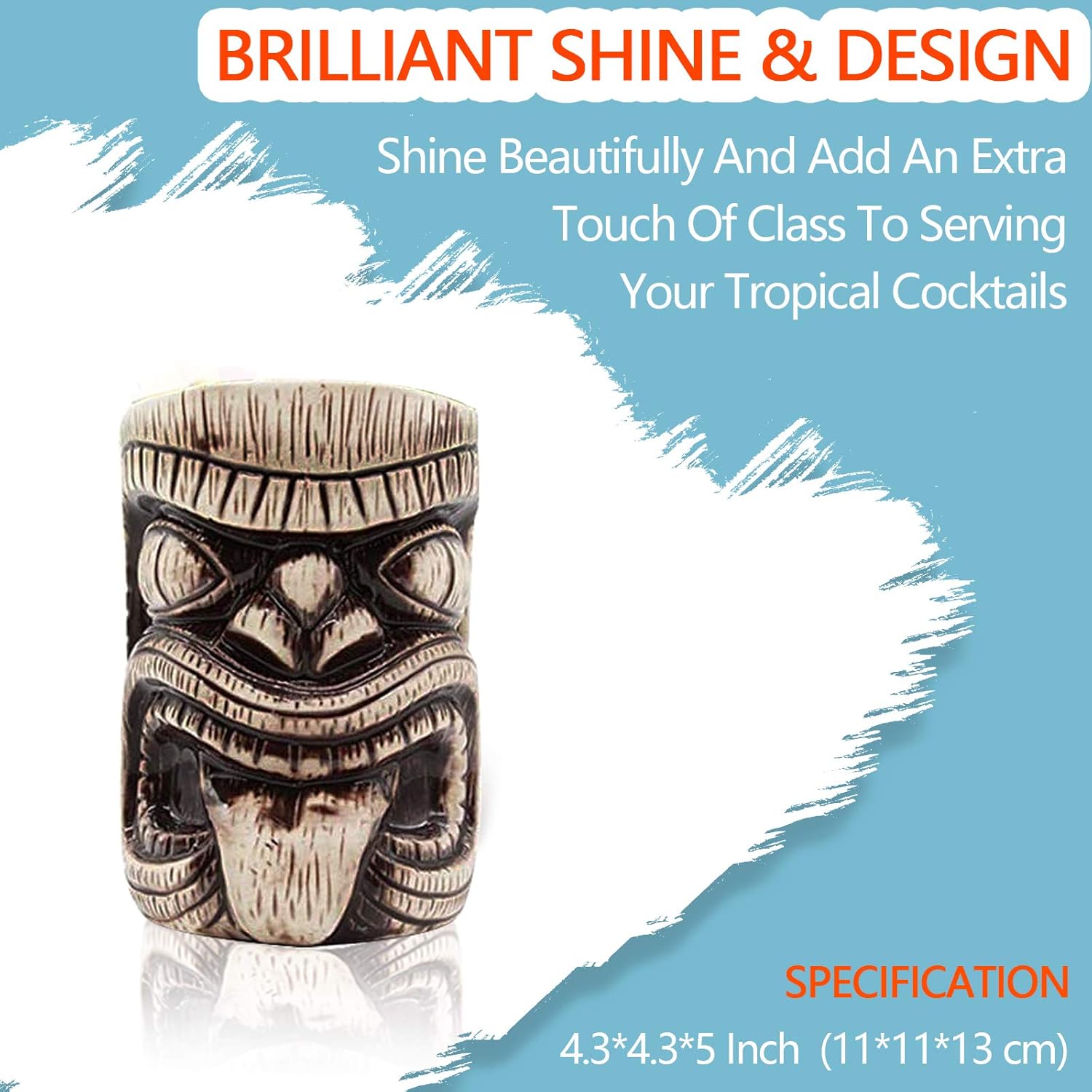 LINALL Tiki Mugs – Ceramic Tiki Mug 16.8oz/550ml, Toscano Lono Cocktail Mug for Mai Tai, Punch, Pina Colada, and Tropical bar Drinks - TIKI0036 (16.8oz/550ml Tongue) - Image 3