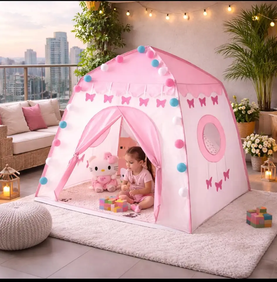 Barraca Borboleta Com LUZ LED Aconchegante Cabana Infantil