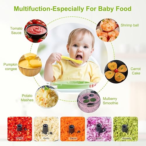 Miniatura 4 de Procesador manual de alimentos, picador de verduras, cortador de cebolla portátil para verduras, jengibre, frutas, nueces, hierbas, etc., 16.9 fl oz