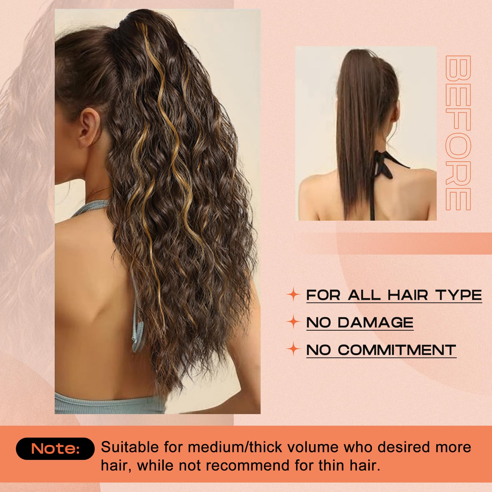 Curly Claw Clip Ponytail Extension Long Layered Synthetic Hairpiece Voluminous Amazon.com : BARSDAR 18 Inch Claw Clip Ponytail Extension  main image 3