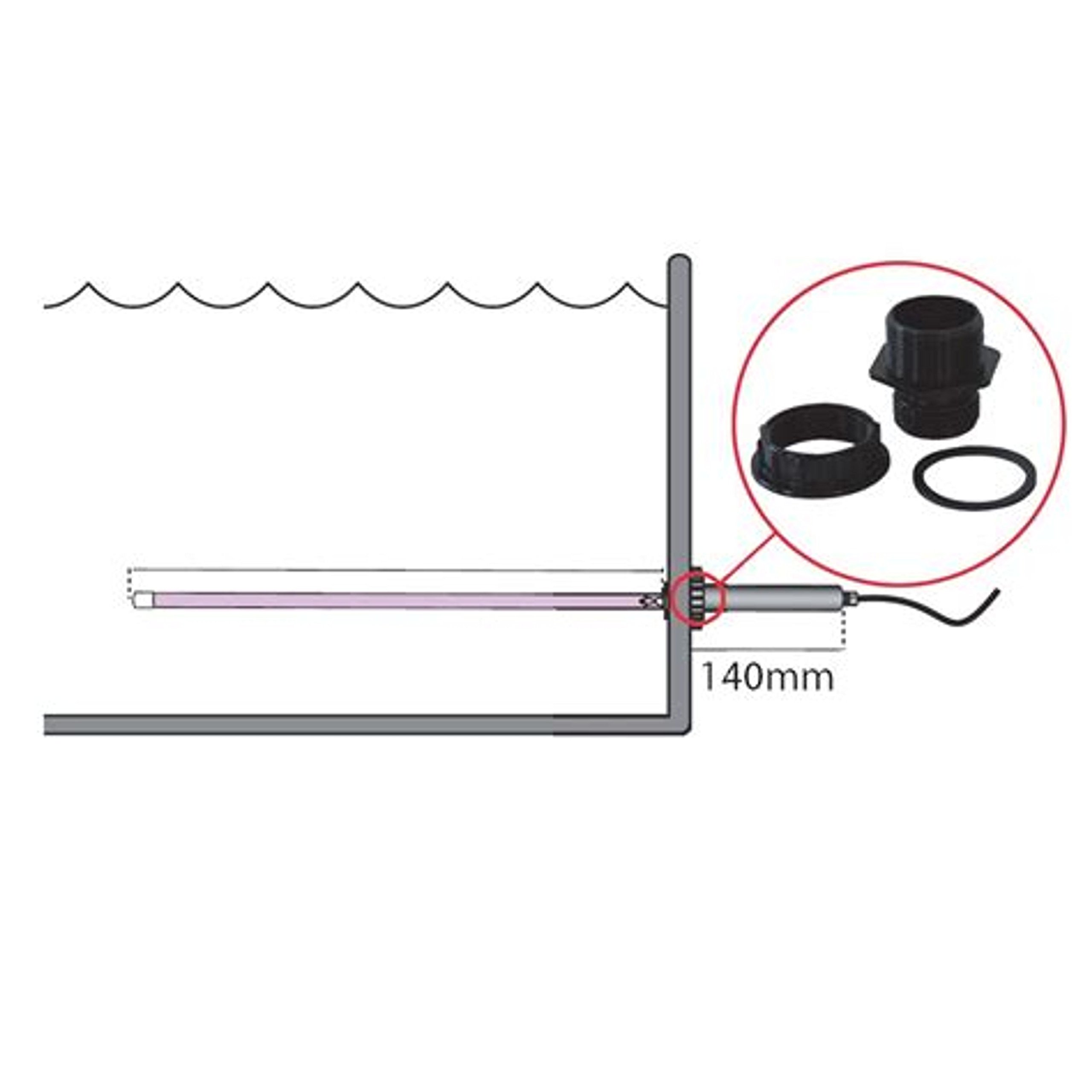 X-Clear Lampada da immersione UVC come kit da 40 e 75 Watt, selezione di immersioni UVC: vetro al quarzo 40 Watt
