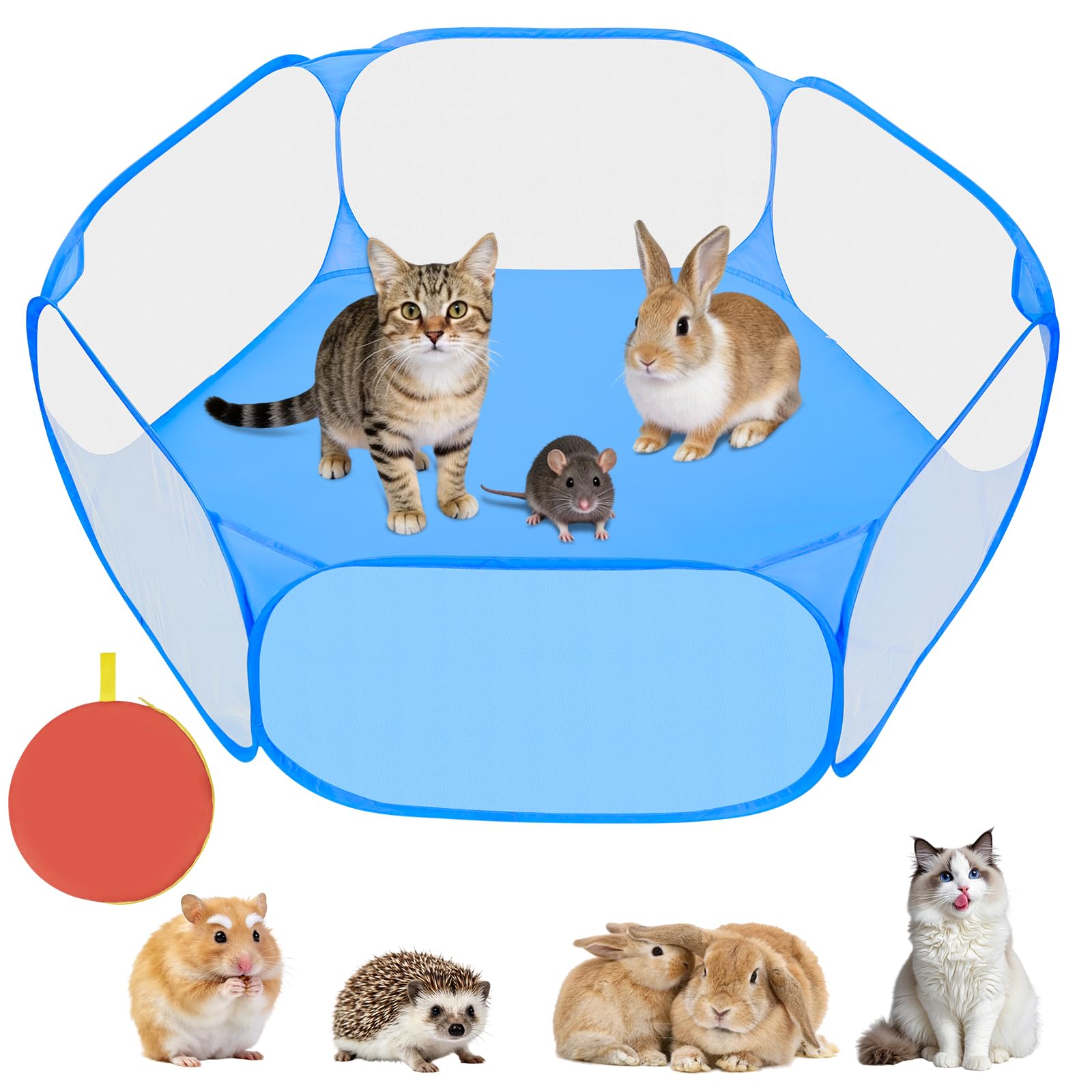 Aomig Parque para Perros Pequeños, Jaula para Animal Pequeño, Parque Perros Pequeños para Cobayas Conejos Hámsters Gatos Perros, Azul