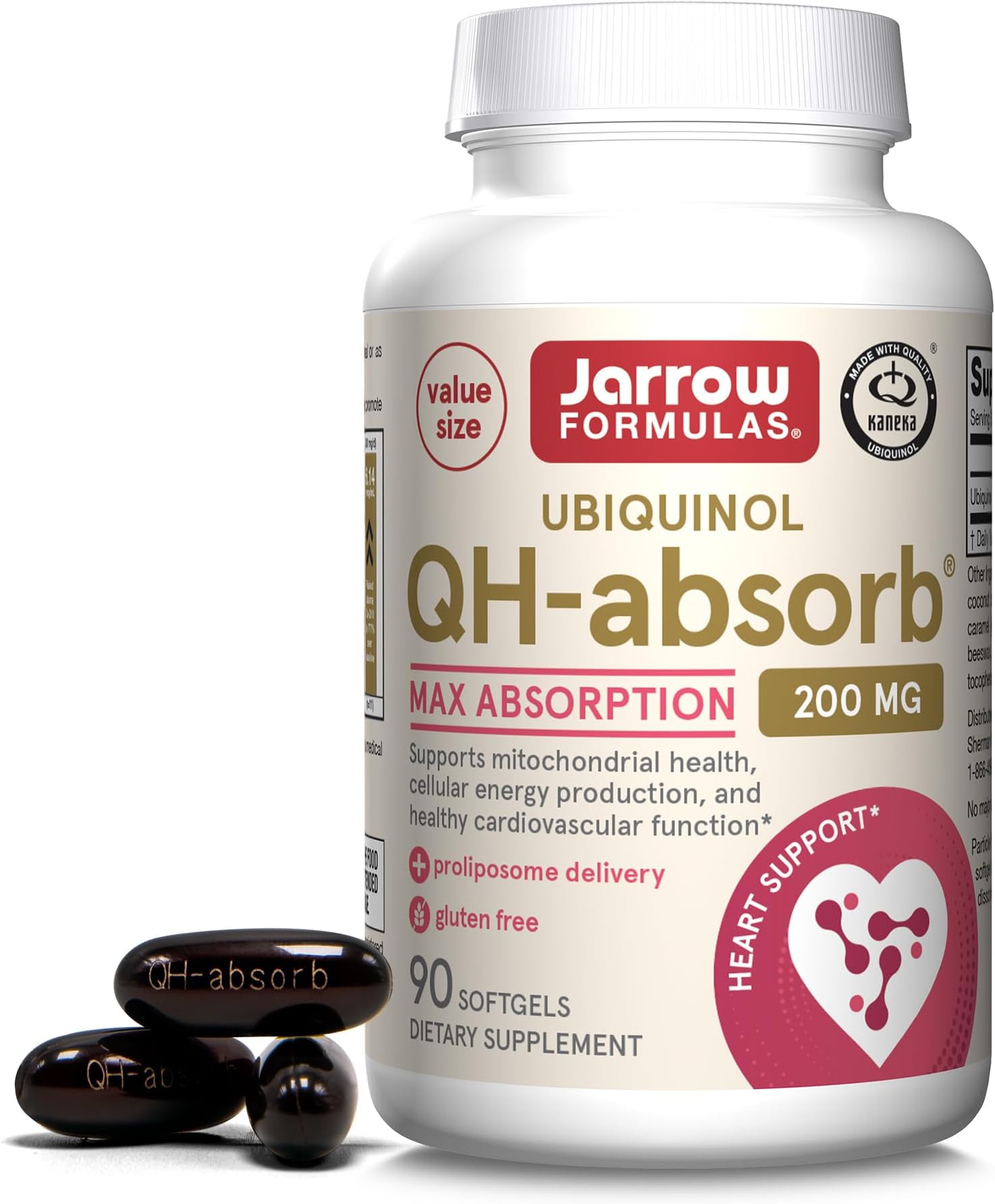 QH-Absorb 200 mg - Active Antioxidant Form of Co-Q10 - Dietary Supplement - Supports Mitochondrial Energy Production & Cardiovascular Health - 90 Softgels