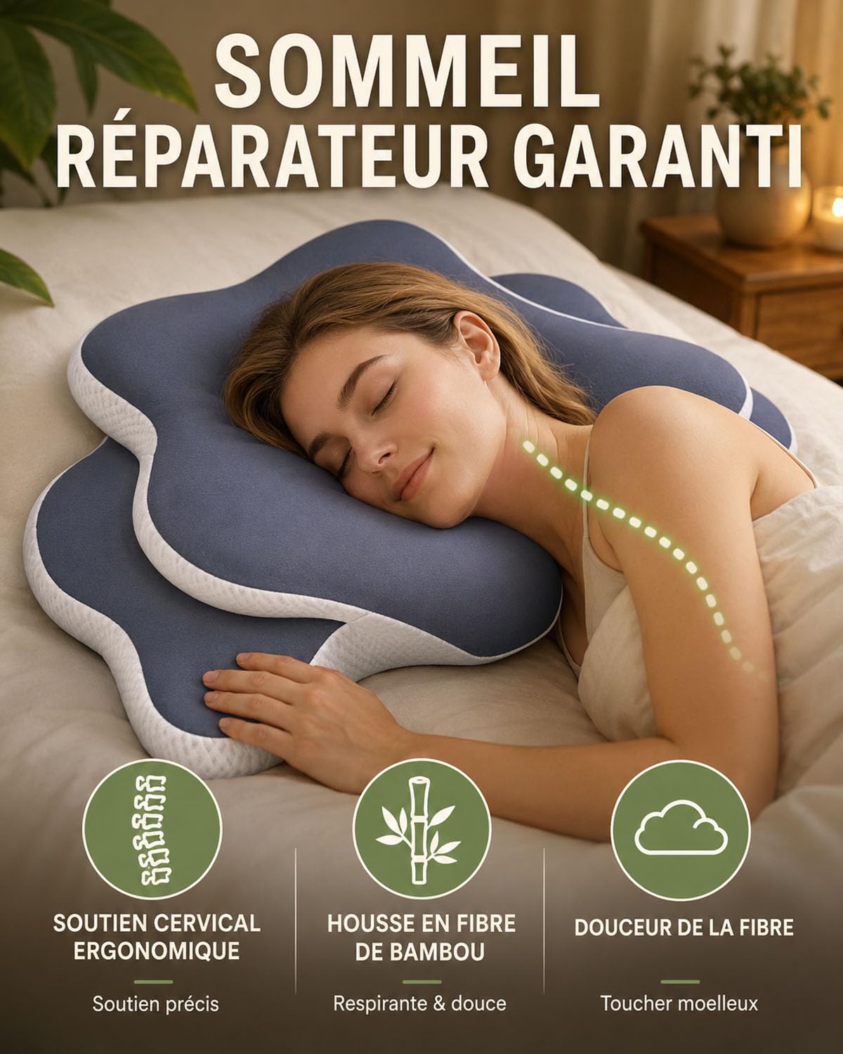 Oreiller SOYA 3.0 Ergonomique Mémoire De Forme，Black