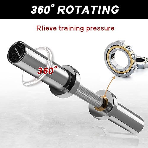 Miniatura 2 de RITFIT Mancuernas olímpicas de 1620 pulgadas, par de barras de mancuernas cargables de 500 libras con collares para placas de peso olímpicas de 2