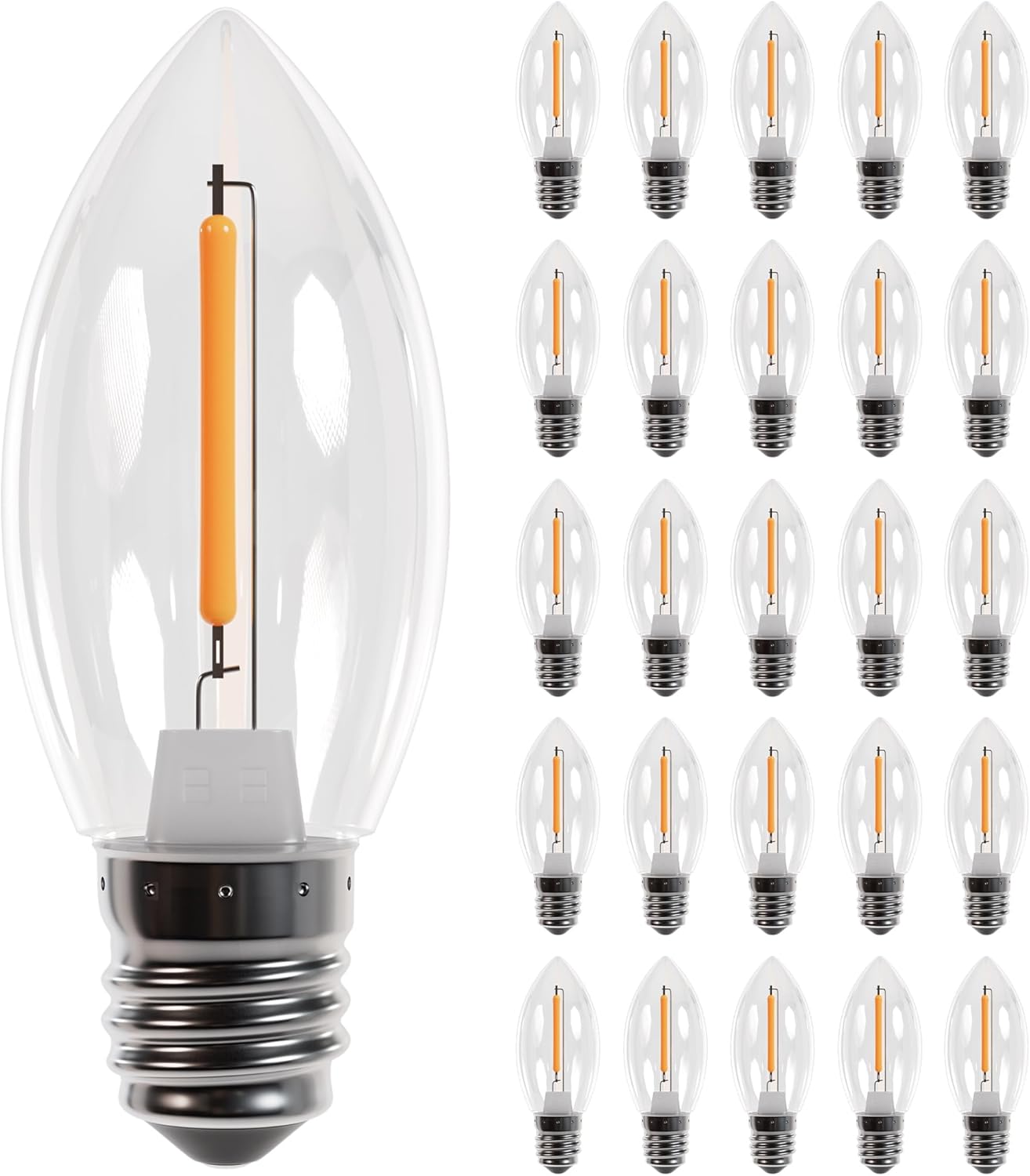 BlueStars 24-Pack S14 LED String Light Bulbs - 2200K Warm White Shatterproof