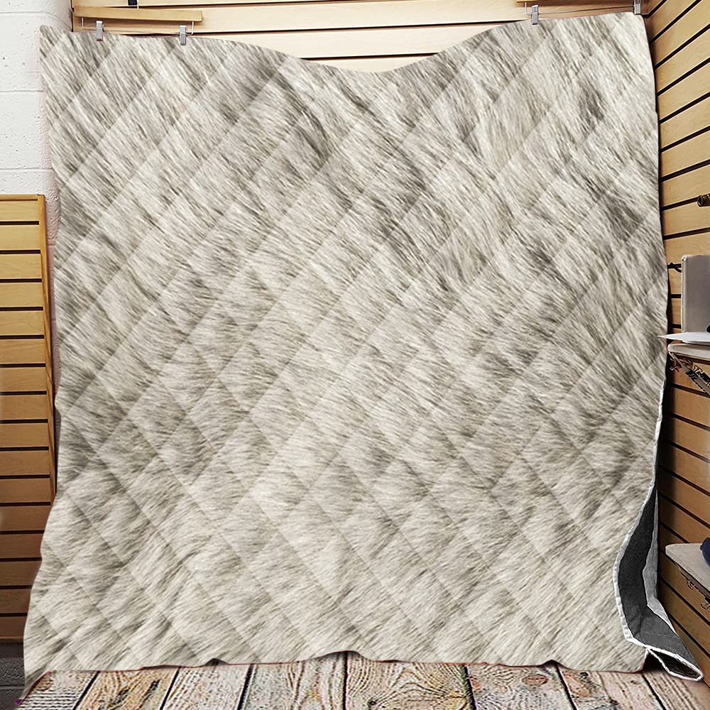 Chickwin Animal Pattern Quilted Bedspread Single Double King Size, 3D Coverlets Lightweight Microfiber Comforter Easy Care Sofa Blanket Throw for All Season (White hair,226x260cm)