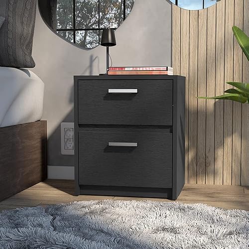 Miniatura 1 de Mesita de noche a cuadros, dos cajones -Negro -Dormitorio