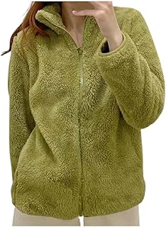 Protest Abrigo para mujer Chaqueta de forro polar monocolor para mujer con cuello cremallera, acogedora ropa de abrigo de invierno de gran tamaño para mujer