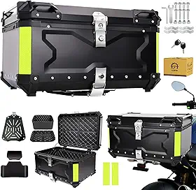 Bau para Moto de Alumínio 65 Litros- Baú Moto Bauleto Modelo Universal, Alto Volume Impermeável, trava dupla para proteção contra roubo, Preto