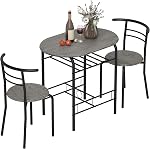 HOMCOM 3-Piece Ensemble de table à manger, 31.5" Table de cuisine et chaises 2 avec étagère de stockage, pour les petits Space, Salle à manger, Salon, Appartement, Gris foncé
