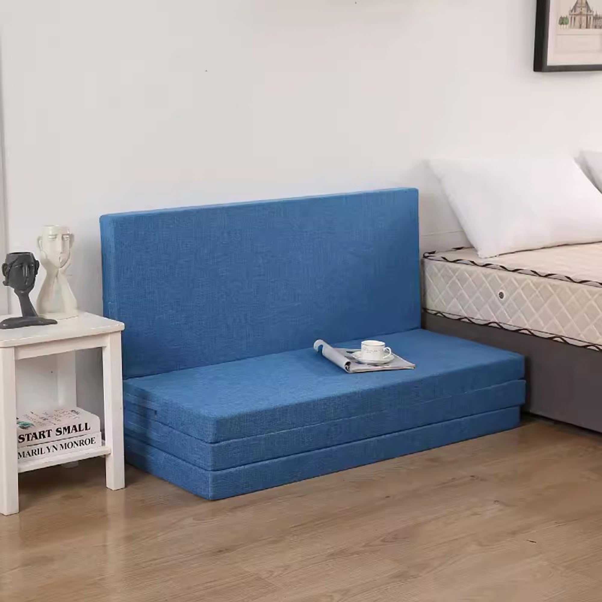 Colchoneta plegable para dormir, sofá-cama, camping, con funda extraíble para viajes y caravanas, alivio de presión y apoyo, ahorro de espacio