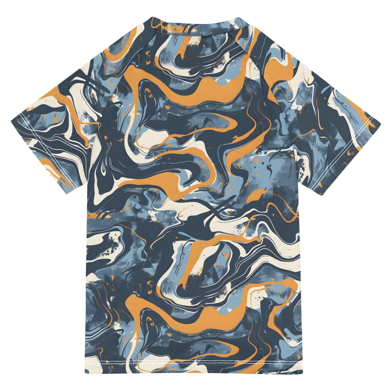 ALAZA Boys Swim Shirt Short Sleeve Rash Guard for Boys Girls UPF 50+ Marble Abstract 9-10T