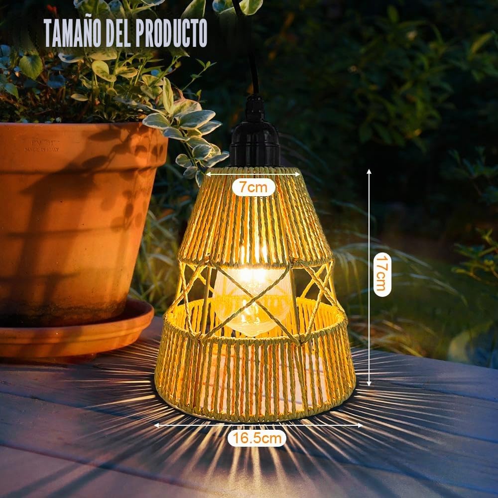 Lámparas solares para exteriores, 2 unidades, IP65, impermeables, de ratán, de jardín, balcón, césped y terraza, lámparas solares decorativas para exteriores