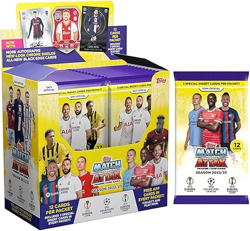 2022-23 Topps Match Attax Champions League - Caja de 24 paquete de bonificación total de 300 tarjetas