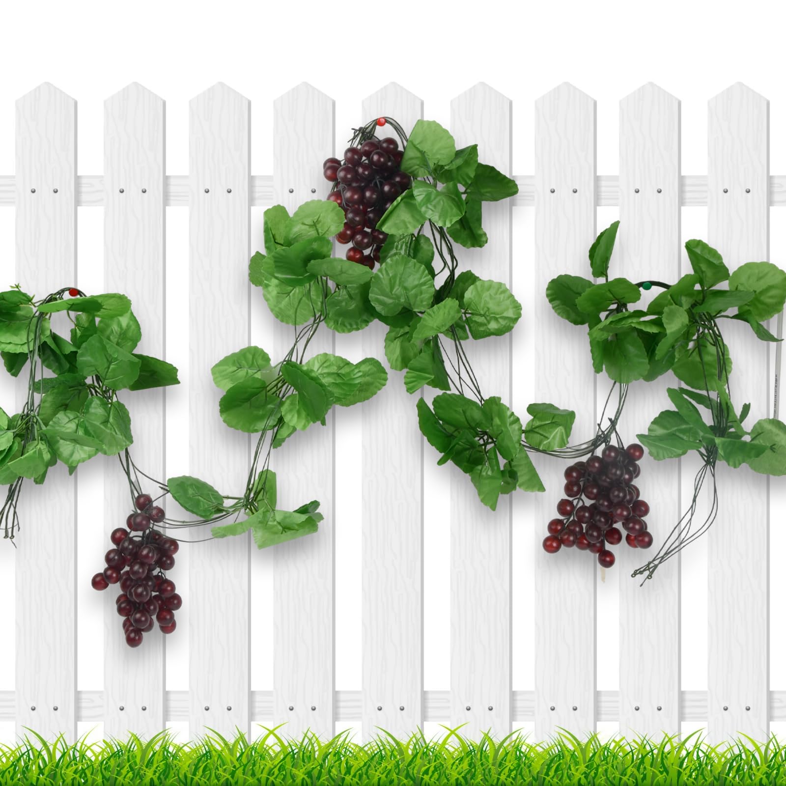 Raisins Artificiels Et Vignes Volumoon - 5x2.4m - Décoration Jardin Fête - Grappes Plastique Réalistes