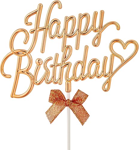 Miniatura 10 de Decoración de pastel de feliz cumpleaños rosa intenso – Cartel de feliz cumpleaños 3D de doble cara para pastel con lazo, idea para decoración