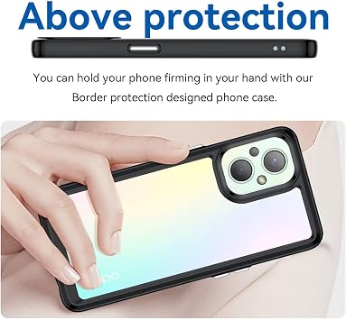 OnePlus Nord N20 5G用ケース OnePlus N20 GN2200ケース 強化ガラススクリーンプロテクター付き、クリアハードPC背面&ソフトバンパー保護カバー OnePlus Nord N20 5G用 クリスタルブラック