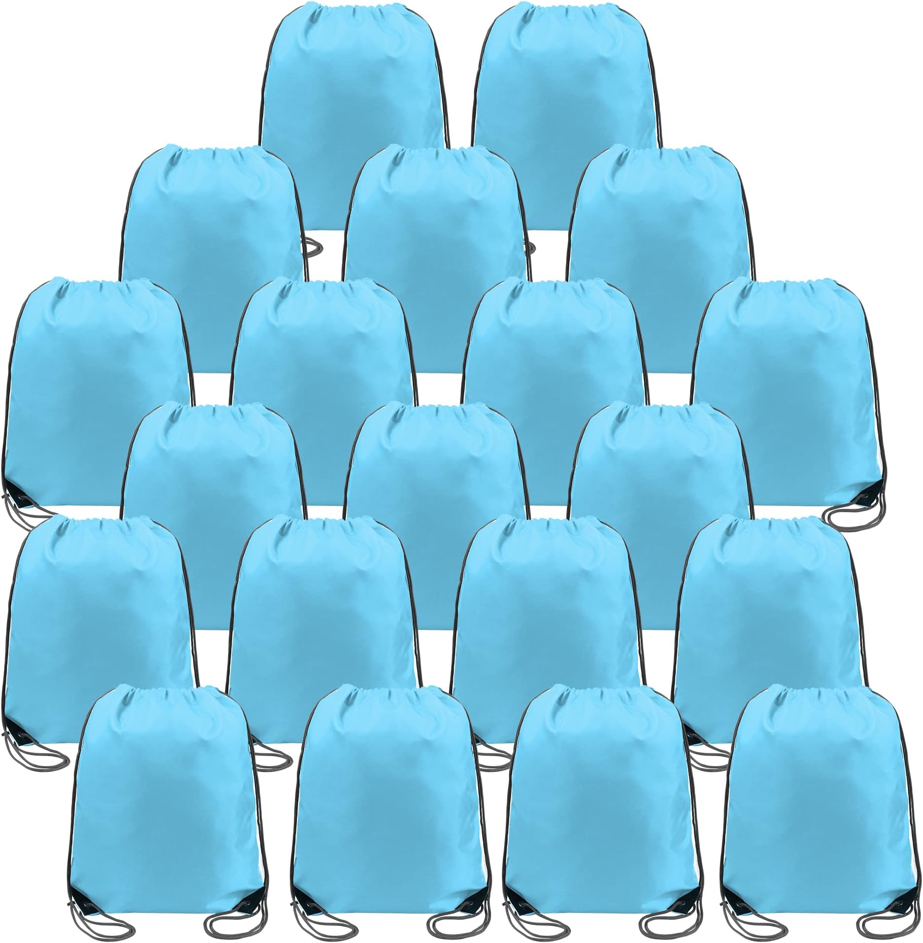 BeeGreen 20 Pieces Blue Gym Drawstring Bag Pack Bulk Durable Cinch Sackpacks Large Size for Christmas Sports Team Storage Travel Pull String Sack Pack for Women and Men