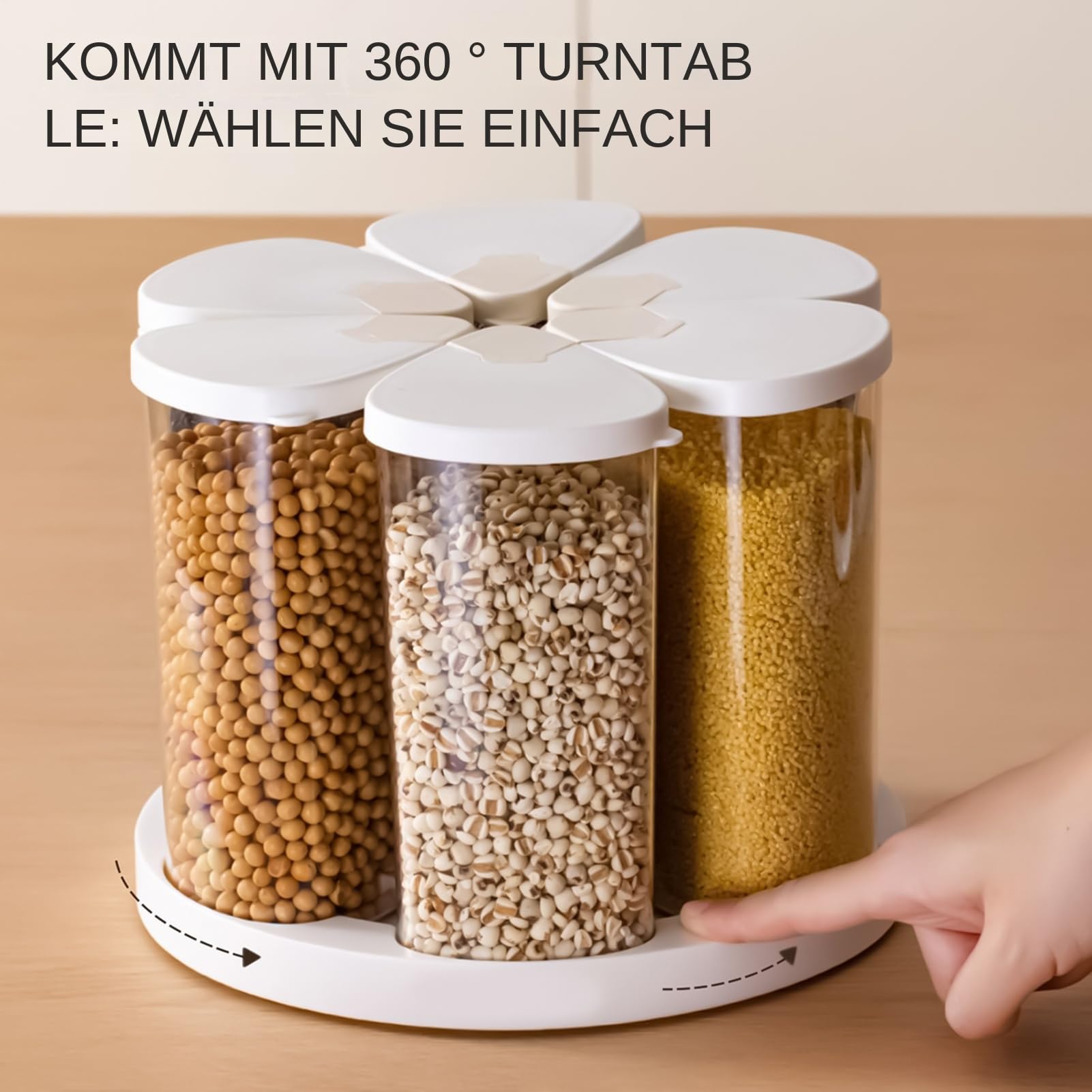 Dispensador Giratorio De Alimentos Organizador 6 Compartimentos Para Cocina | Contenedores De Alimentos Dispensador Cereales Para Cocina Despensa Armario Cereal Harina Azúcar Caramelos Snacks