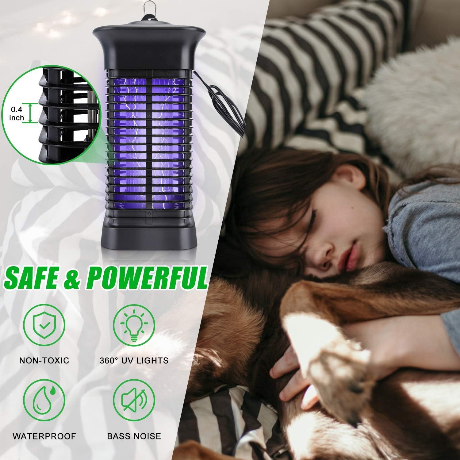 Loytio Electric Fly Bug Zapper, Mosquito Trap, Insect Repellent Killer for Indoor and Outdoor