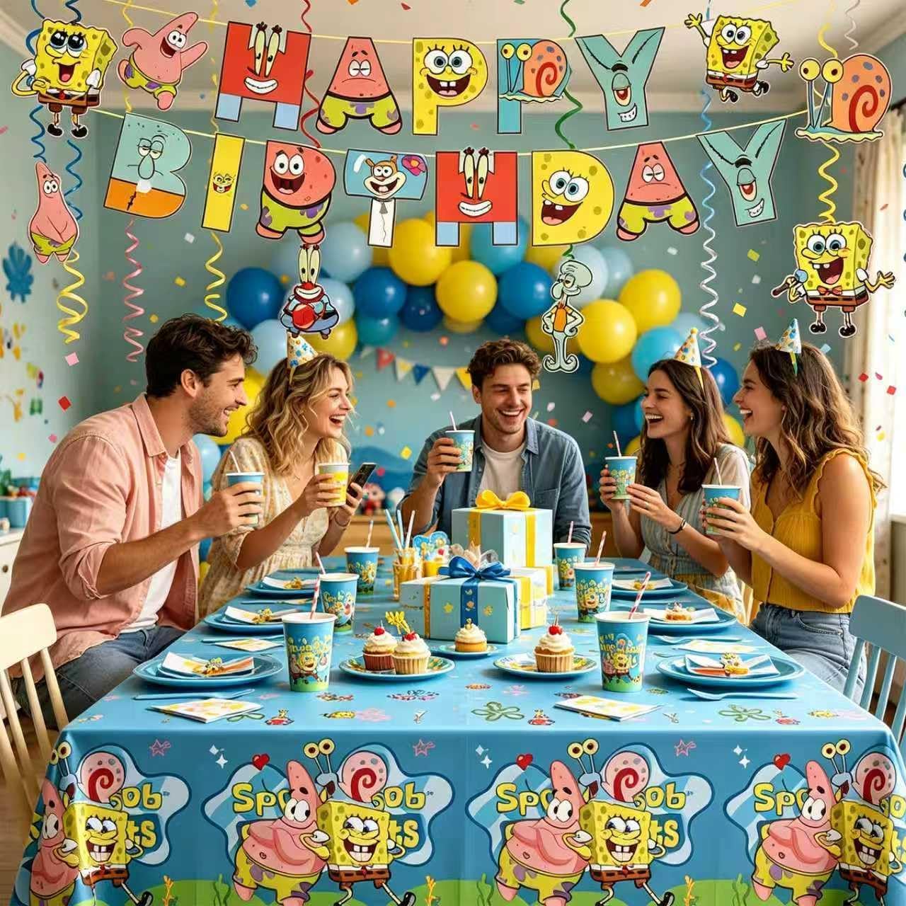 118 Pcs haimian Birthday Party Supplies Set, anime Theme: 1Banner, 20Cups, 6Hanging Swirls, 30(Spoons+Forks+Knives), 1Tablecloth, 20Plates(9 inch), 20Plates(7 inch), 20Napkins image 4