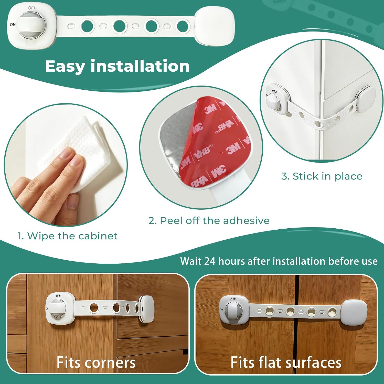 Baby Proofing Child Safety Locks 2 Pack Baby Locks for Furniture Kitchen Ovens Toilet Seats