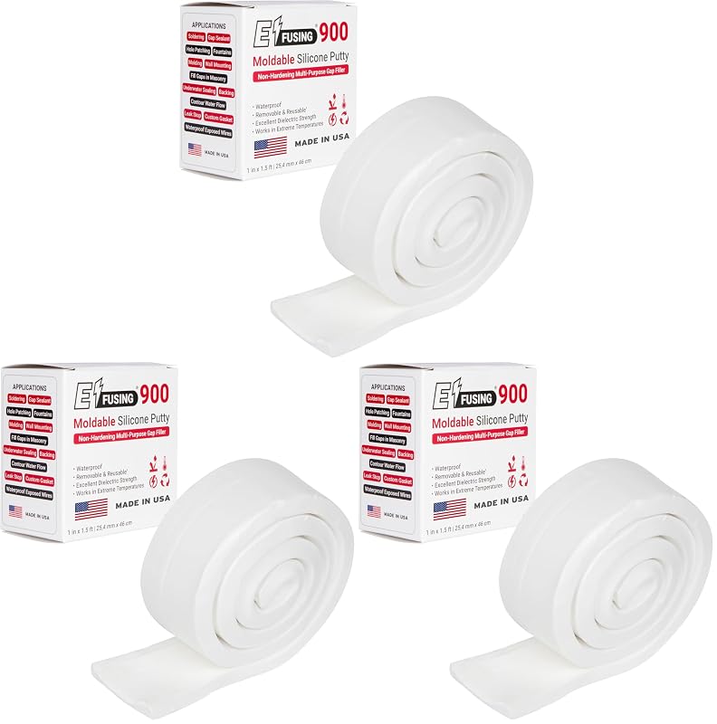 Massa de Silicone Moldável E/FUSING 900 Branca Retangular para Vedação, 3 unidades
