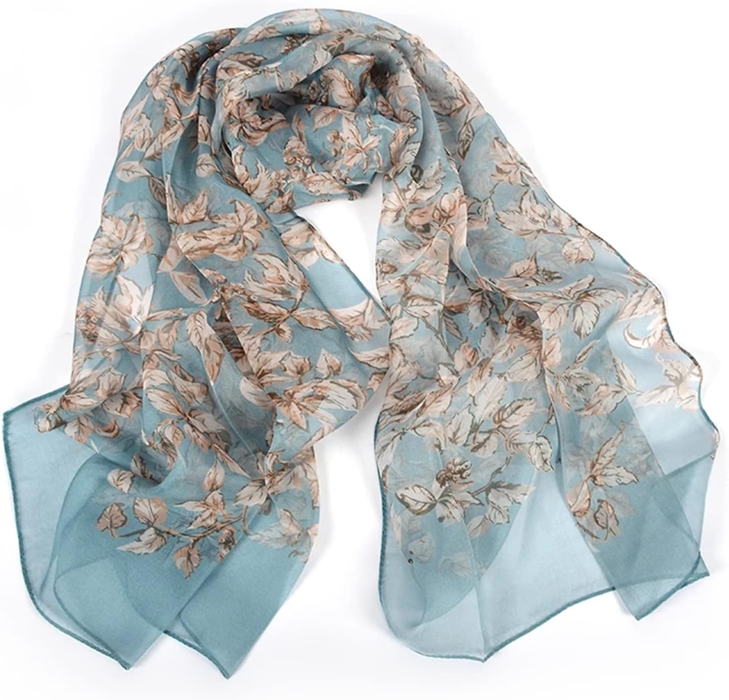 scarf Silk Chiffon Scarf Female Brand Leaves Long Scarves