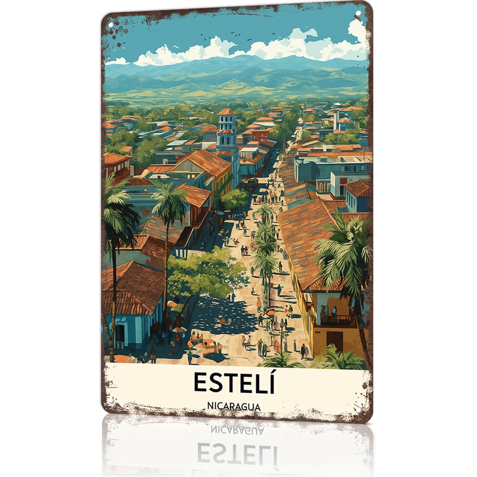 KWQDOZF Metal Signs Poster 8x12inch Esteli, Nicaragua Aluminum Sign Wall Art For Home Room Bedroom Office Decor