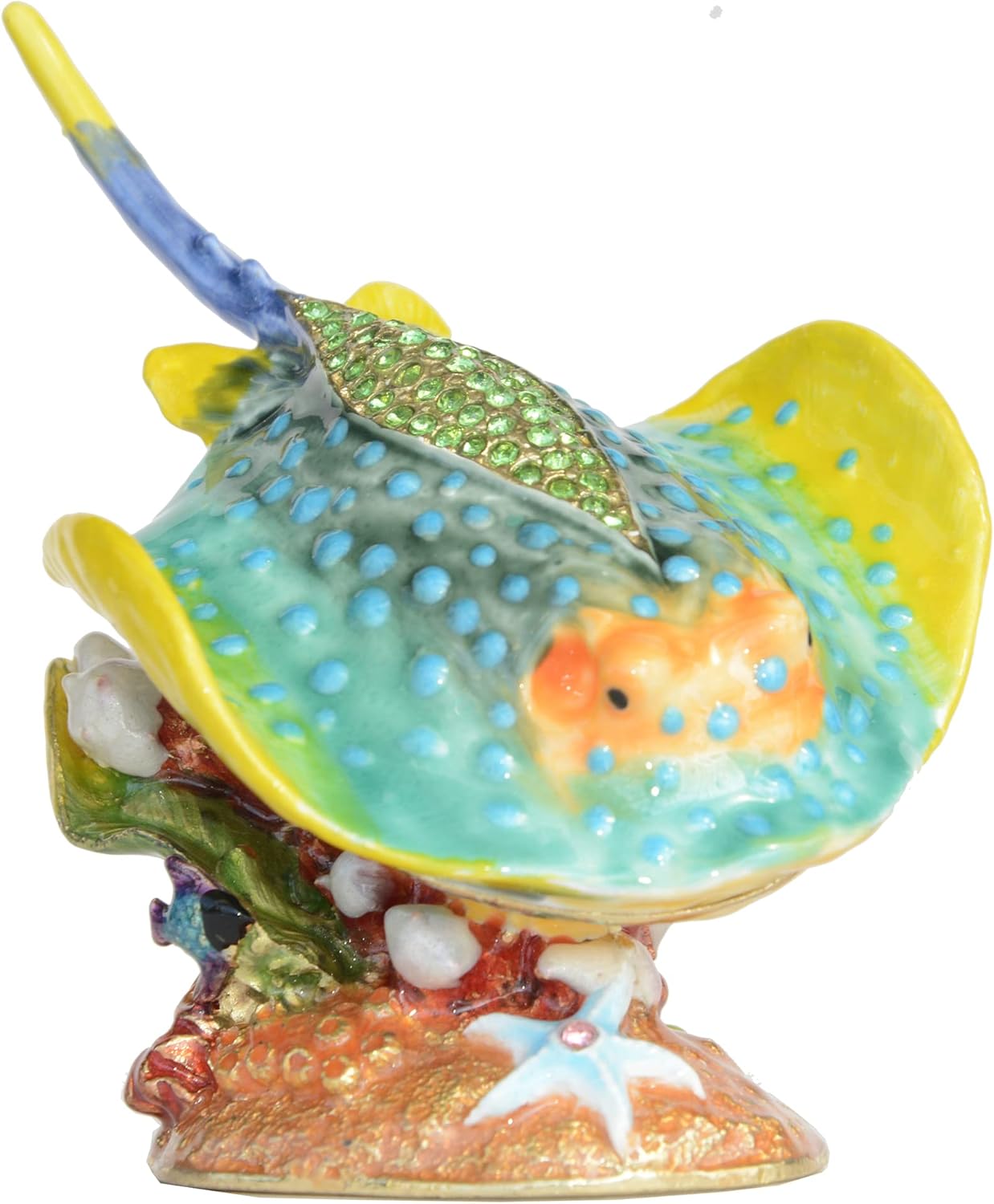 Tropical Fish Trinket Box Jewelry Box Hand Painted Decorative Box with Hinged Lid Ring Earring Holder Fish Figurine Collectible