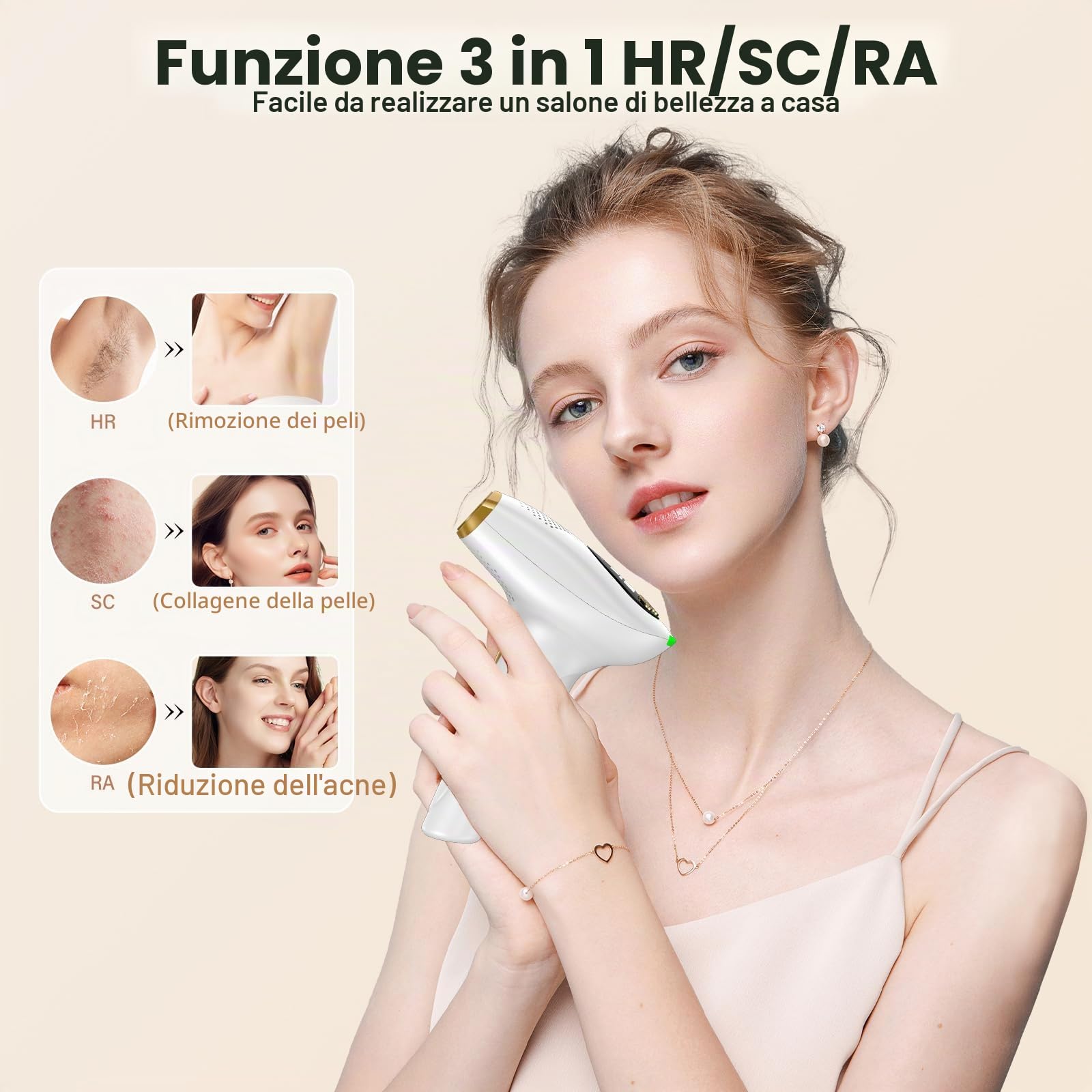 NIKYJM Epilatori a luce pulsata, depilazione laser IPL con funzione di raffreddamento, 9 velocità e 3 funzioni HR/SC/RA, dispositivo di depilazione per uomini, donne, corpi, ascelle