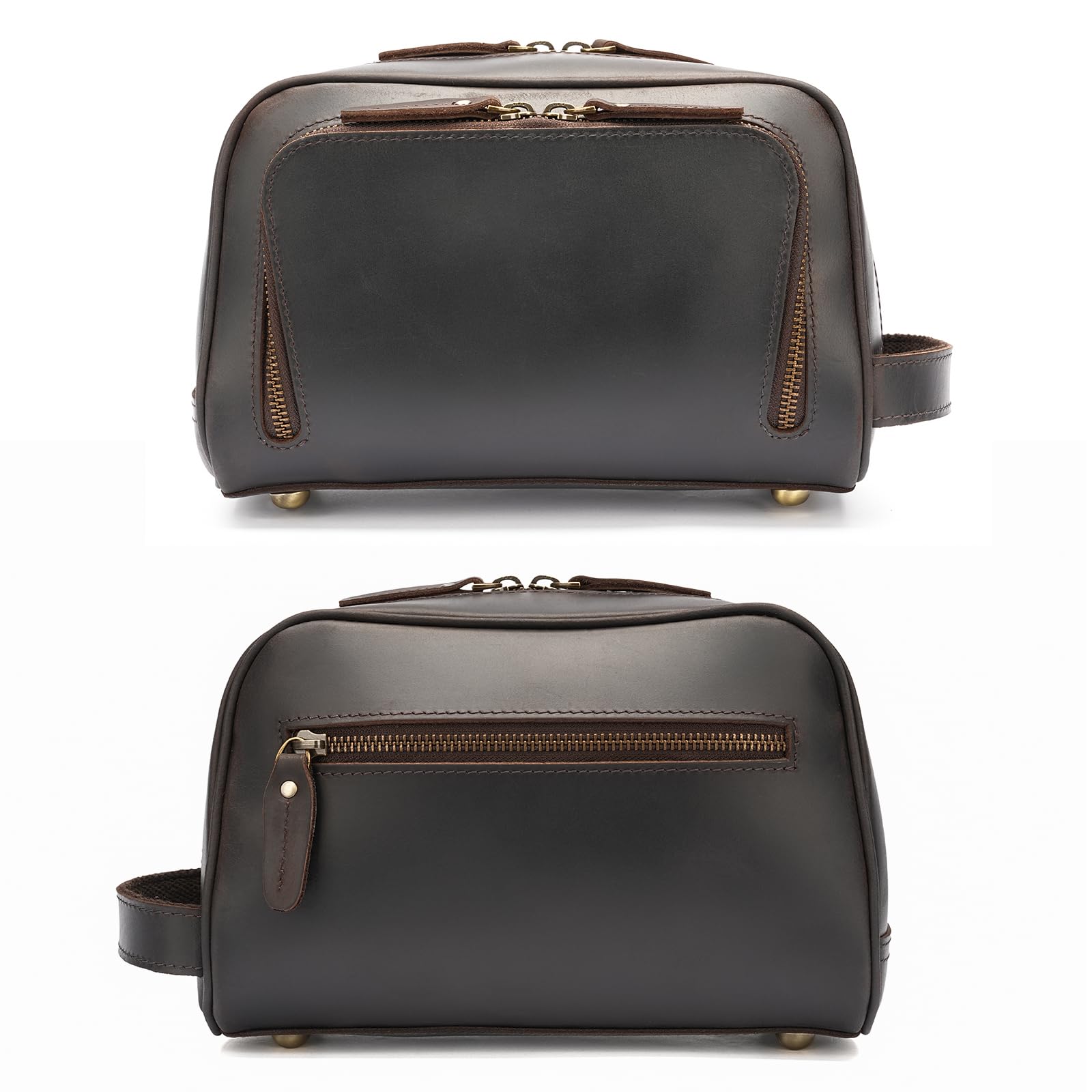 Polare - Beauty case da viaggio in pelle pieno fiore con cerniere YKK