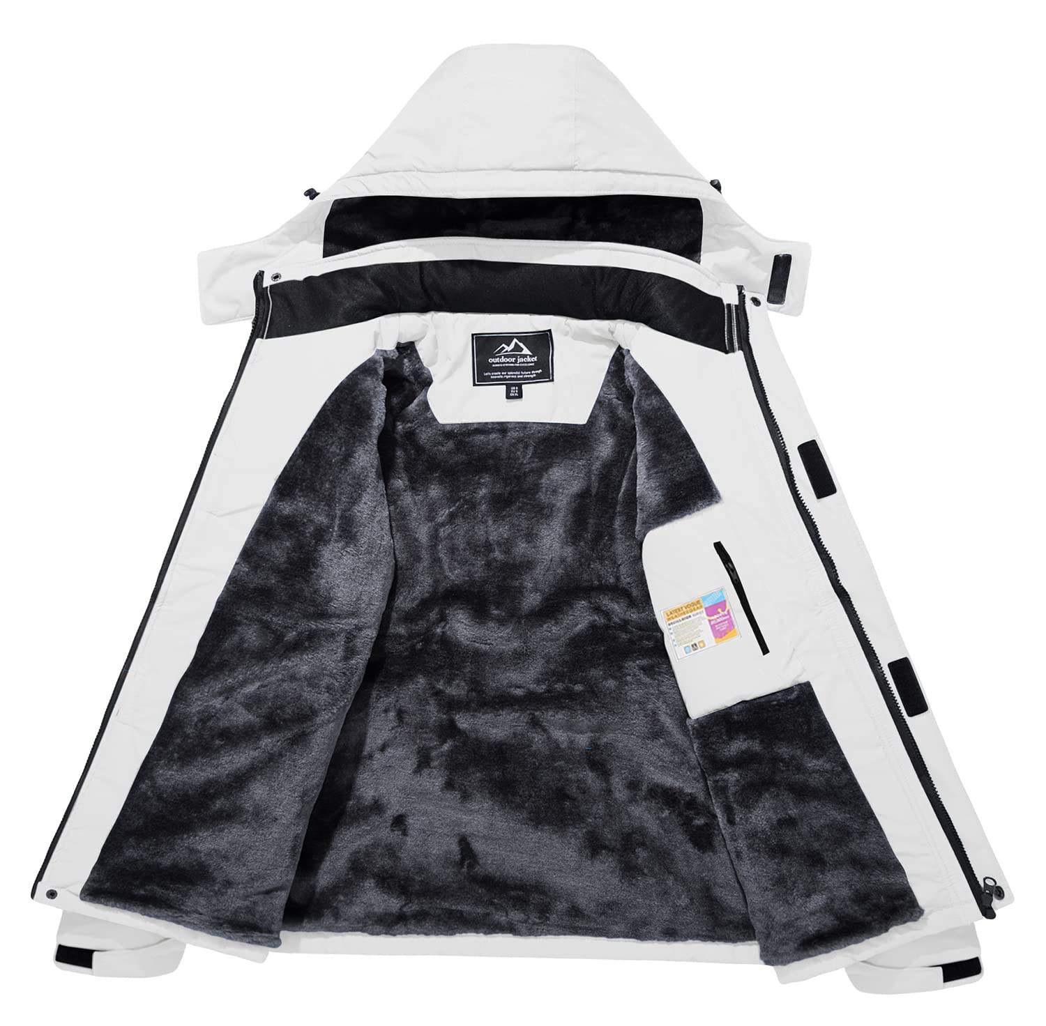 KEFITEVD Chaqueta Cálida de Invierno para Mujer al Aire Libre Abrigo Impermeable a Prueba de Viento Chaqueta de Esquí para Acampar con Capucha Desmontable