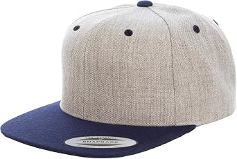 6089M Classic Snapback Pro-Style Wool Cap by Flexfit Heather/Navy