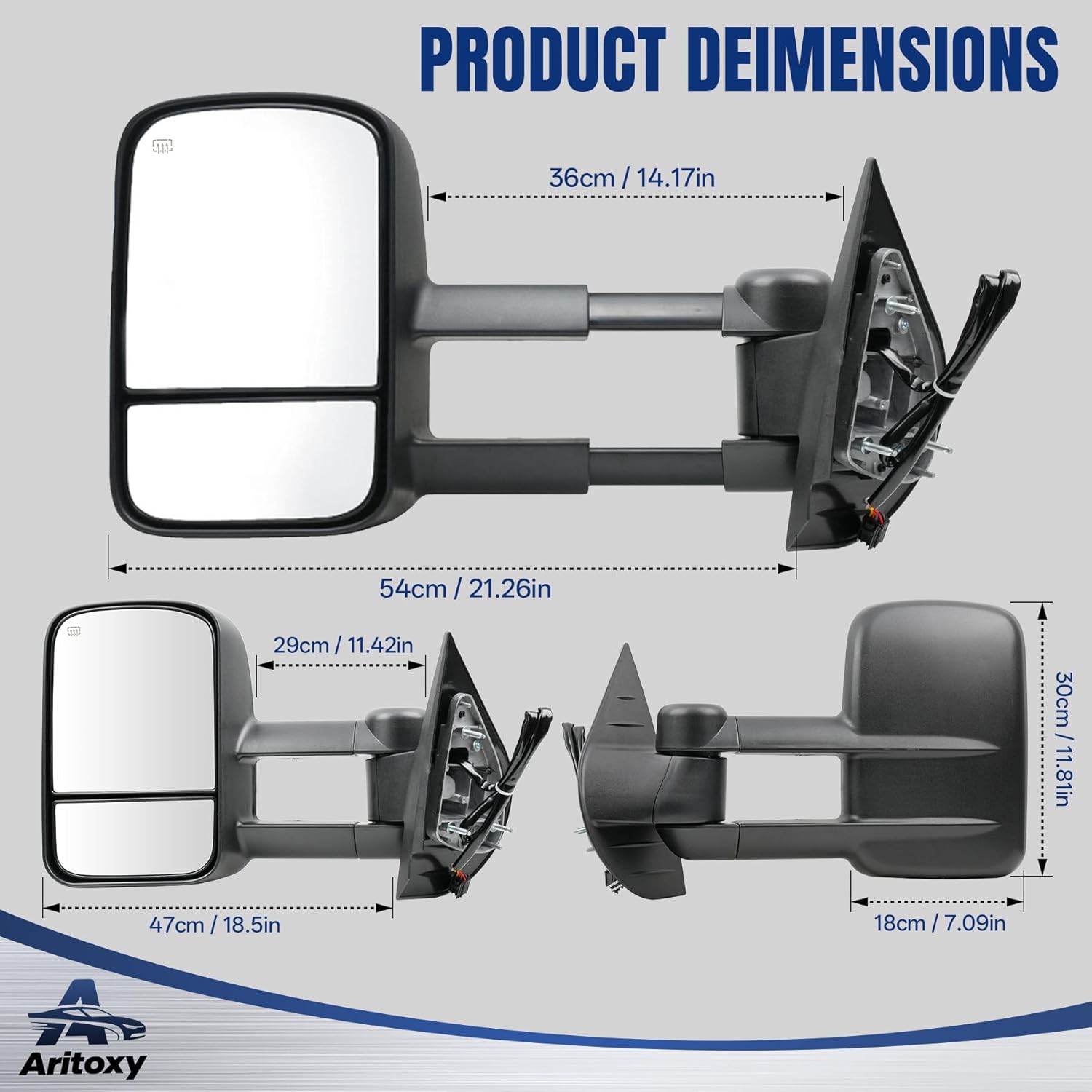 Driver Left Towing Mirrors Power Compatible with 2007-2014 Chevy Silverado 1500 2500HD 3500HD GMC Sierra Yukon Tahoe,Manual Telescoping and Manual Folding Heated Textured Black Side Mirrors