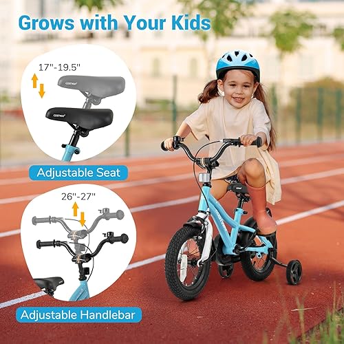 Miniatura 2 de COSTWAY Bicicleta para niños de 12141618 pulgadas, bicicleta para niños pequeños con ruedas de entrenamiento, asiento y manubrio ajustables, freno