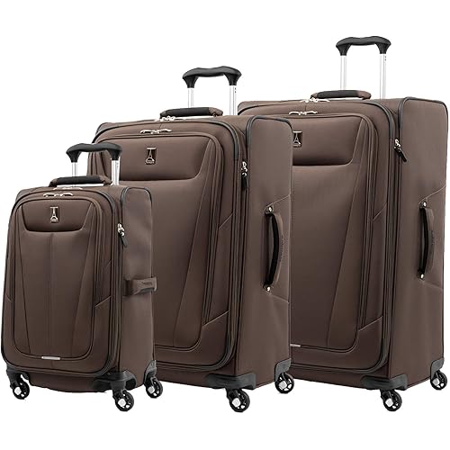 Travelpro Maxlite 5 Softside Expandable Luggage with 4 Spinner Wheels, Lightweight Suitcase, Men and Women, Mocha, 3-Piece Set (21/25/29)