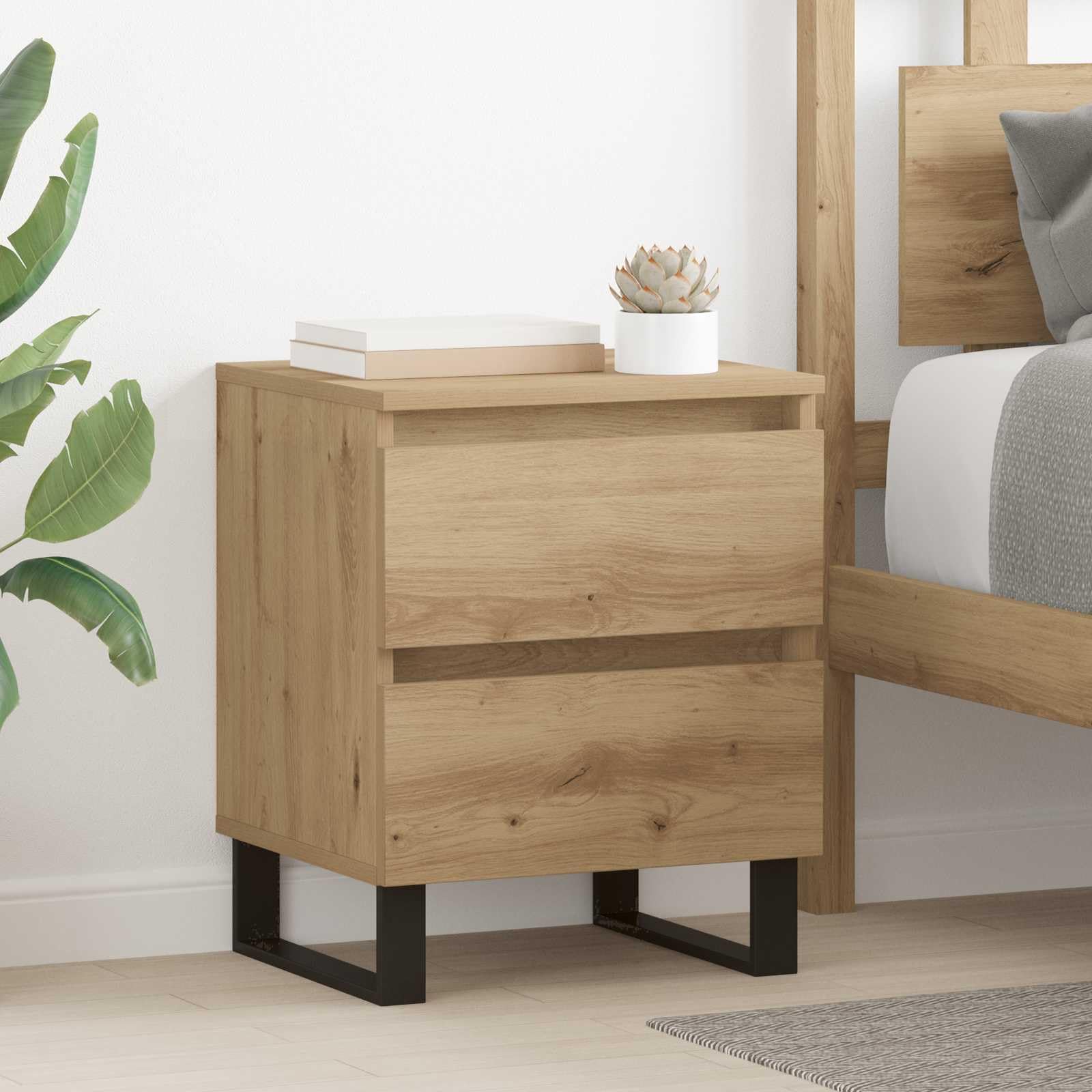 vidaXL Nachttisch 2 STK. Artisan-Eiche 40 x 35 x 50 cm Holzwerkstoff
