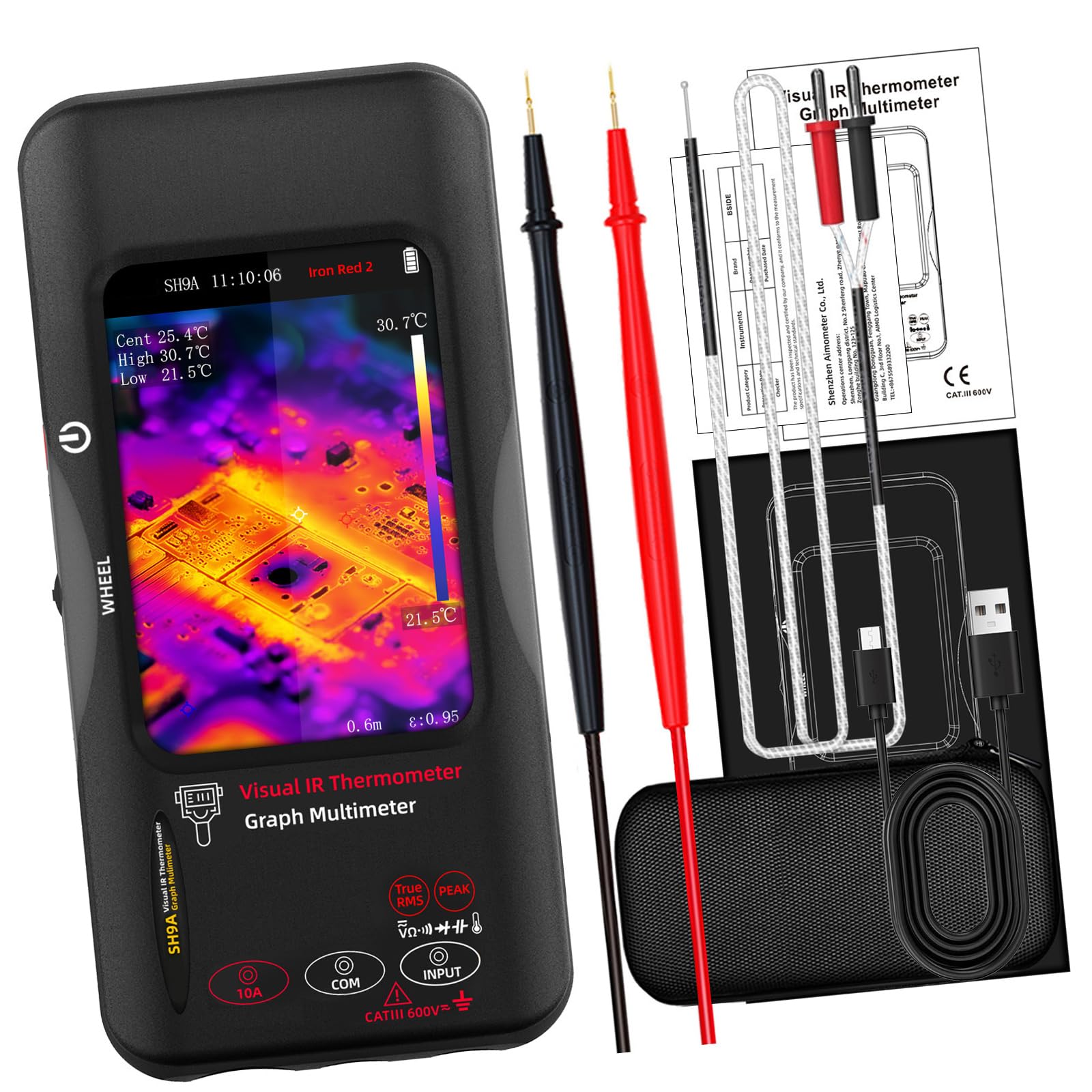 Professional 428X320 Thermals Imaging Multimeter with 2000A Flexible Current Clamps for Electrical Diagnostics Repair Diagnostic Equipment