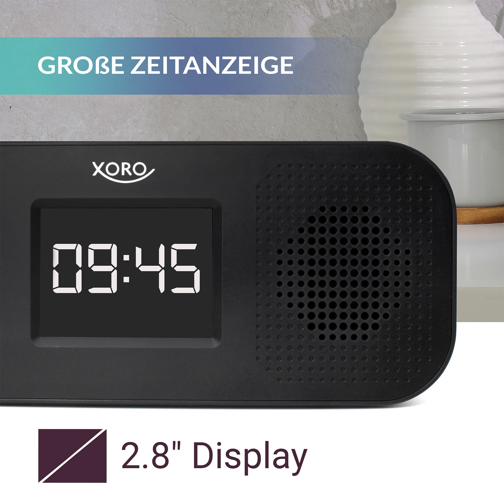 Cyfrowe radio internetowe Wi-Fi XORO HMT 425 Basic z kolorowym wyświetlaczem o przekątnej 2,8", podcastem, odtwarzaczem multimedialnym USB, symulacją stacji FM/DAB+, budzik