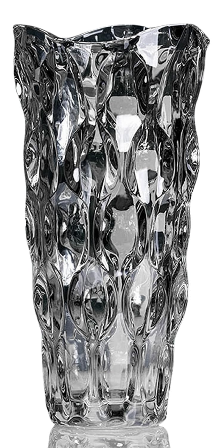 Duscdesp Glass Flower Vase, 24cm Modern Crystal Vase Large Glass Vase Nordic Tall Flower Vases Large Tulips Bouquets Decorative Glass Vases Wedding Gift Decoration — image 1