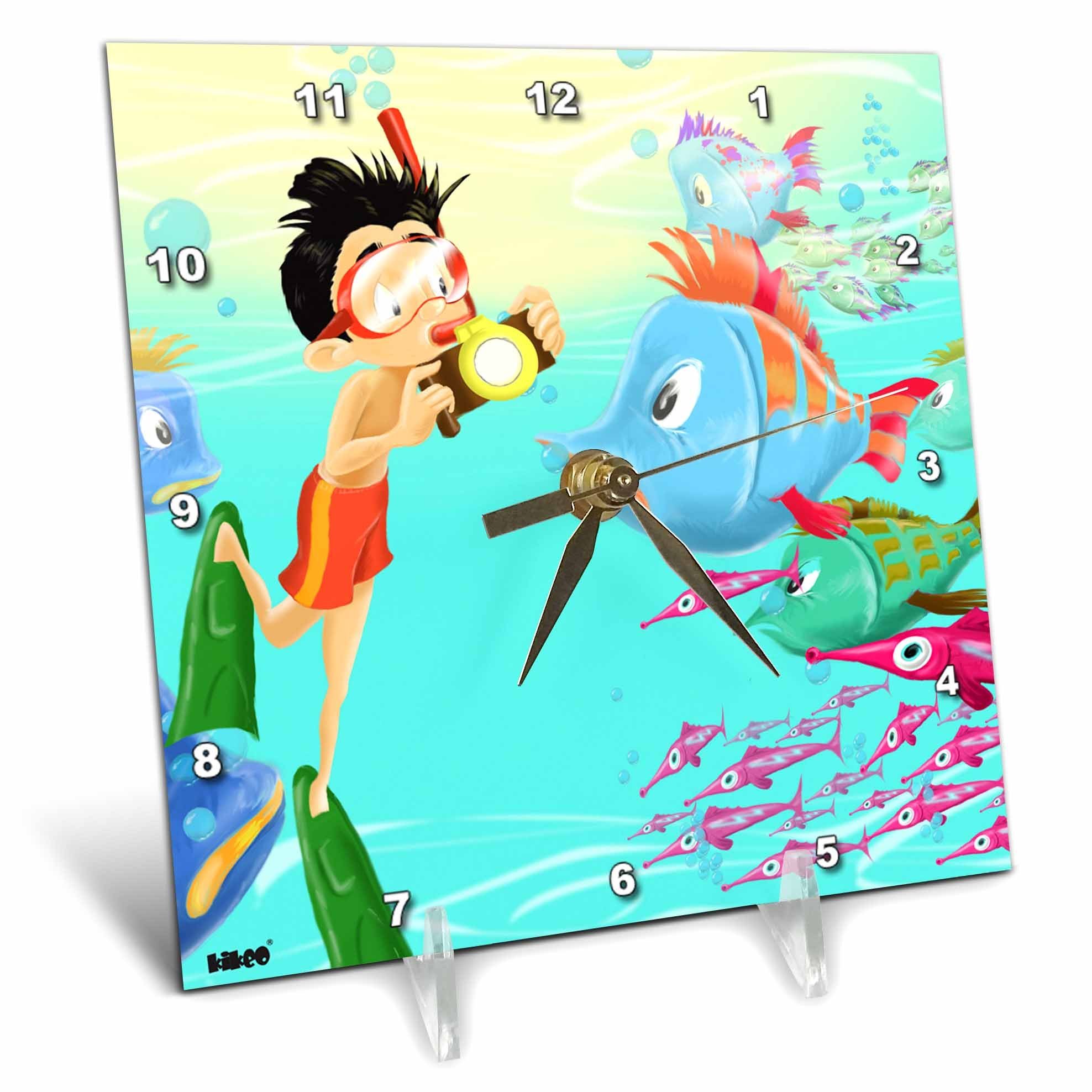 Reloj de escritorio infantil multicolor de 6 x 6 pulgadas Kikeo Explores The Underwater World