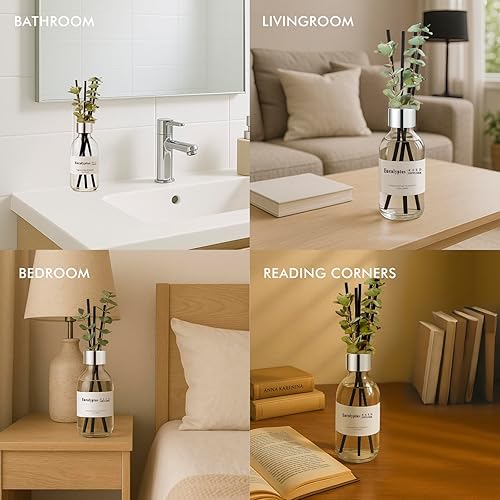 Miniatura 6 de Clesh Juego de difusor de varillas de 6.7 onzas, difusor perfumado de eucalipto con palos, difusor de varillas de fragancia para el hogar para