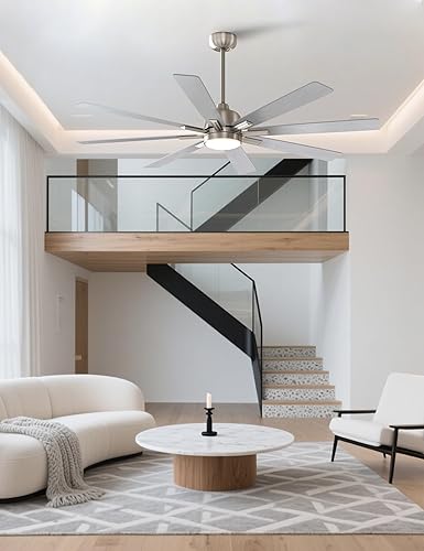 Miniatura 9 de warmiplanet Ventiladores de techo con luces y control remoto, 62 pulgadas, motor de CC silencioso reversible, 6 velocidades, luz LED regulable de 3
