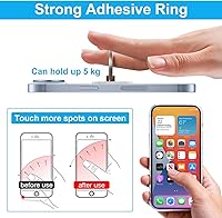Vista 4 de Soporte transparente para anillo de teléfono, 2 piezas, rotación de 360°, soporte de anillo para teléfono celular, soporte de dedo móvil, agarre